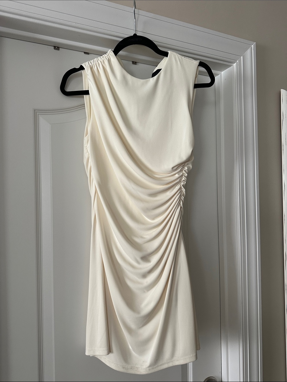 Zara Cream Draped Mini Dress